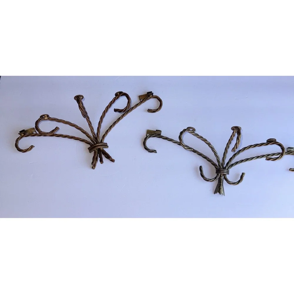 2 Vintage Twisted Rope Wall Shelf Brackets - Hollywood Regency‎ Style - Gold